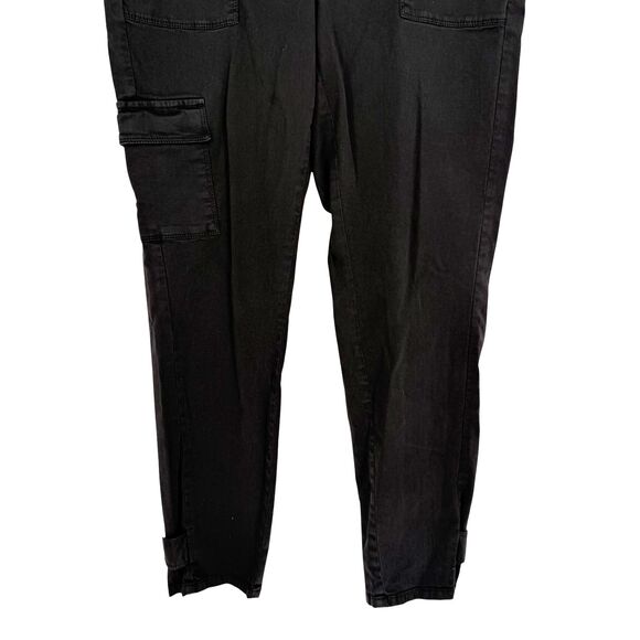 J. Jill Black Cargo Pants Size 12 Cotton Stretch Tapered Snap Ankle Tab 5 Pocket - Picture 4 of 13